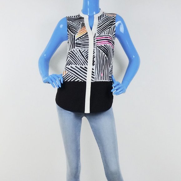 Ivanka Trump Sleeveless Blouse S 4 6 Shirt Geo - Picture 3 of 7